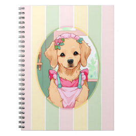 Caderno Espiral Labrador Cujo Retriever Pastel Lines Cottagecore