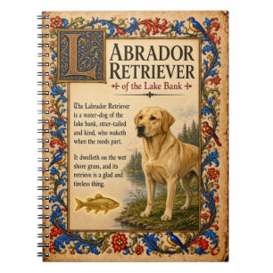 Caderno Espiral Labrador Retriever, Arte de Bestiário Medieval