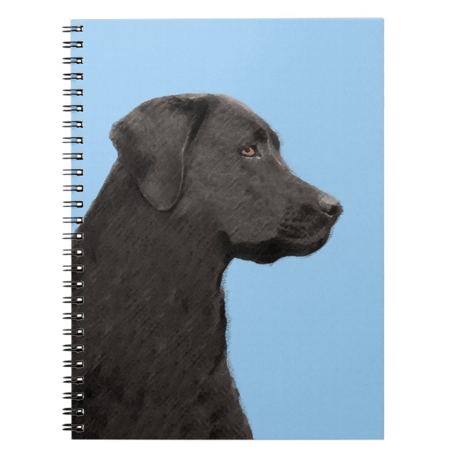 Caderno Espiral Labrador Retriever Black Painting Original Dog Art (Frente)