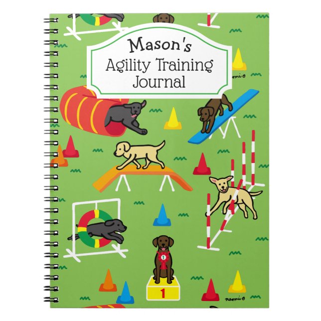 Caderno Espiral Labrador Retriever Dog Agilidade Treinando Choco (Frente)