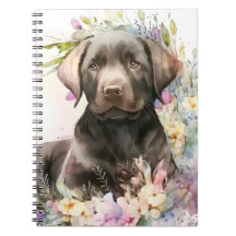 Labrador Retriever Marrom à Aguarela e Flores
