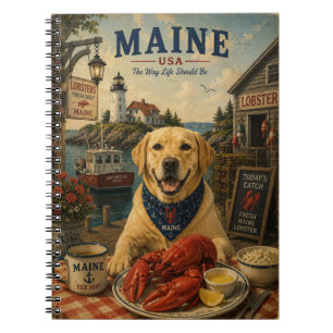 Caderno Espiral Labrador Retriever no Maine Arte de Viagem Vintage