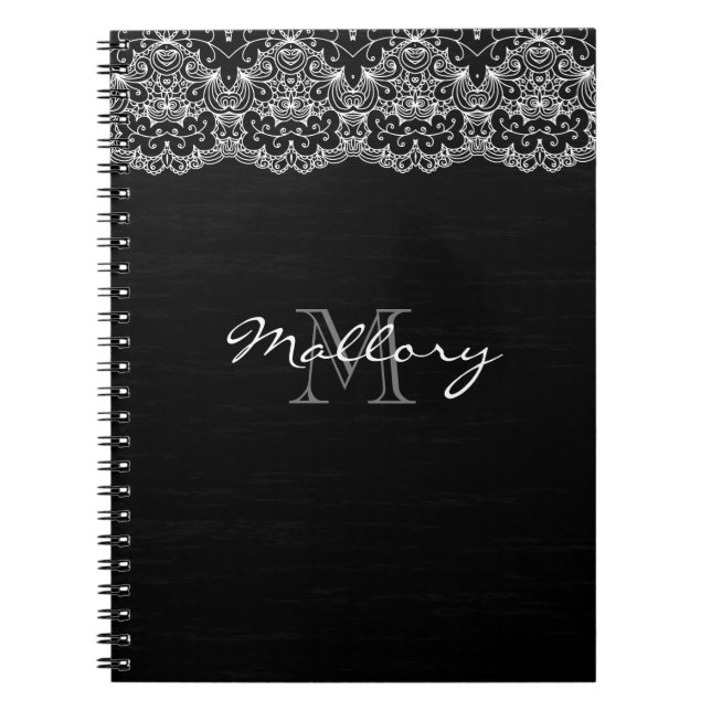 Caderno Espiral Lace Branco Em Preto (Frente)