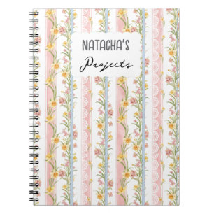 Caderno Espiral Lace colorido de estilo Chique e rosa floral