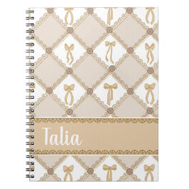 Caderno Espiral Laço Bege Coquete