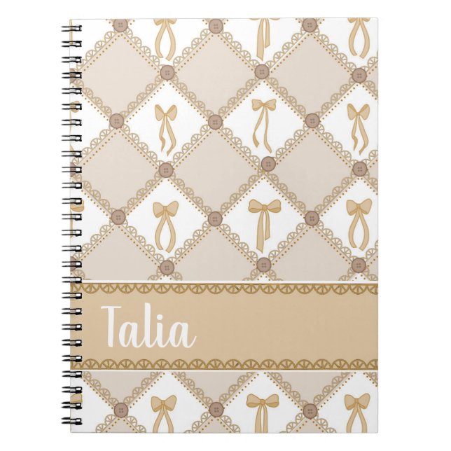 Caderno Espiral Laço Bege Coquete (Frente)