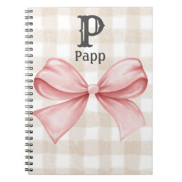 Caderno Espiral Laço Coquete Xadrez Personalizado com Monograma