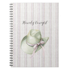 Caderno Espiral Laço de chapéu de cowgirl verde pistache lavanda