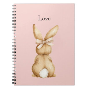 Caderno Espiral Laço de Coelho Rosa Cauda Branca