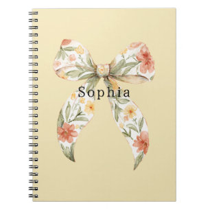 Caderno Espiral Laço Floral Amarelo Manteiga Vermelho