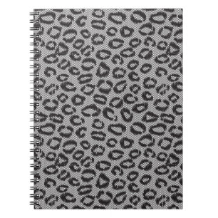 Caderno Espiral Laço líquido preto com teste padrão do leopardo