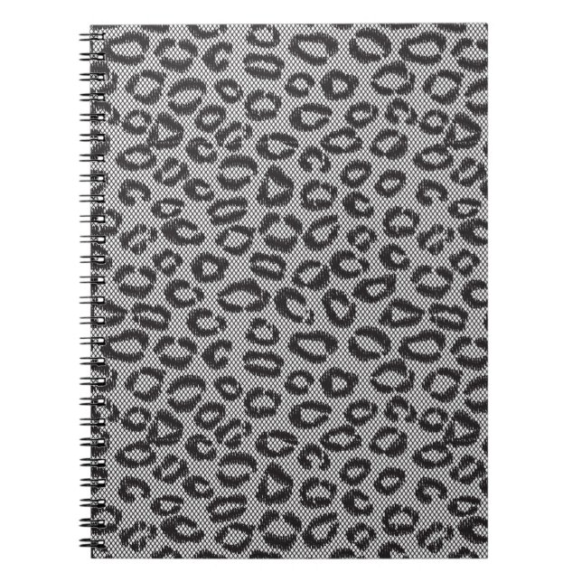 Caderno Espiral Laço líquido preto com teste padrão do leopardo no (Frente)