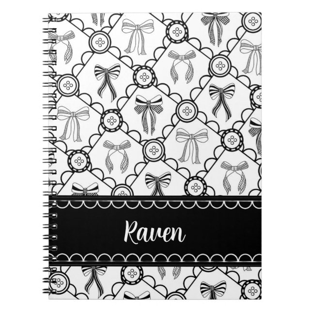 Caderno Espiral Laço Preto Coquete (Frente)
