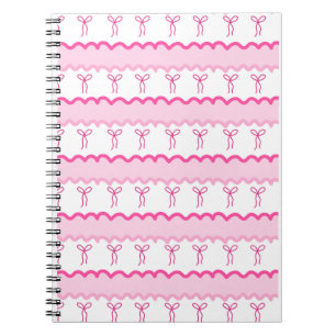 Caderno Espiral Laço Rosa Pastel Padrão Sem Costura – Estética Fof