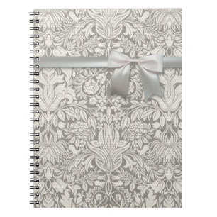 Caderno Espiral Laço velho do casamento branco do vintage do