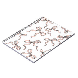 Caderno Espiral Laços de fita cor-de-rosa modernos e fofos delinea