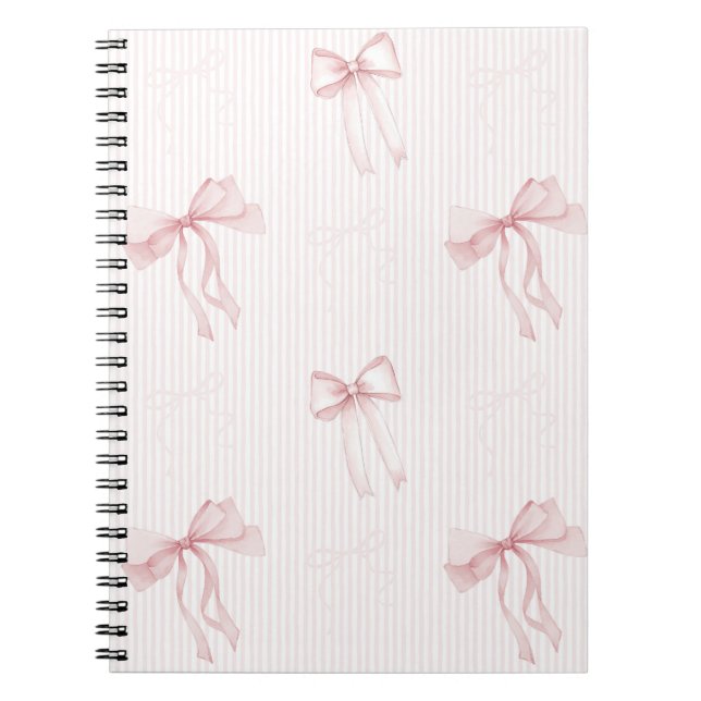 Caderno Espiral Laços de Listras Rosa (Frente)