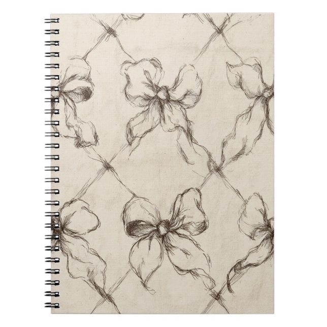 Caderno Espiral Laços Marrons Creme (Frente)