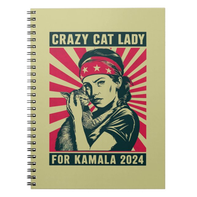 Caderno Espiral Lady Gato Louca Para Kamala 2024 (Frente)