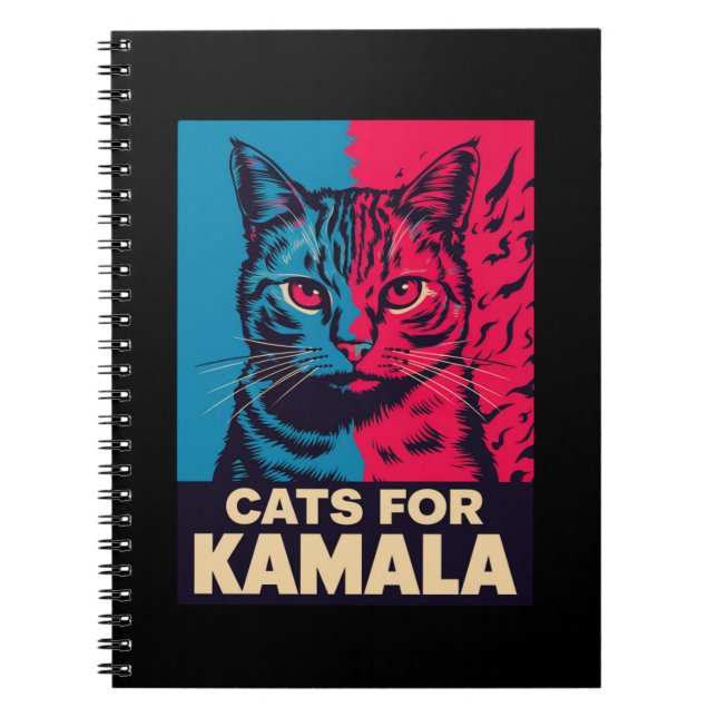 Caderno Espiral Lady Gato Sem Fios Está Votando Kamala Harris 2024 (Frente)
