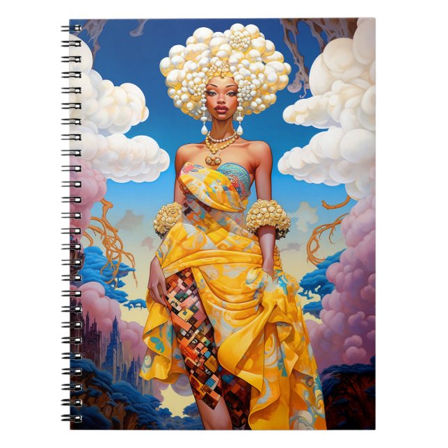 Caderno Espiral Lady In Surreal World African American Art (Frente)
