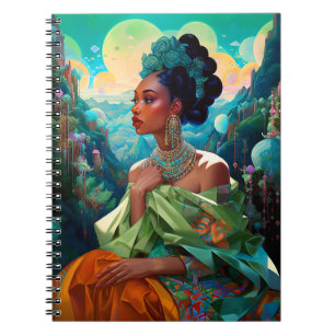 Caderno Espiral Lady In Surreal World African American Art