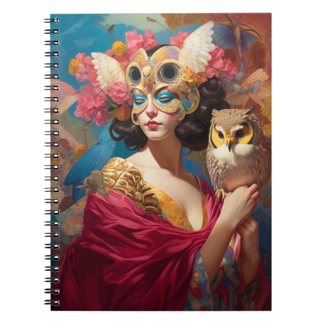Caderno Espiral Lady With Owl Fantasy Art (Frente)