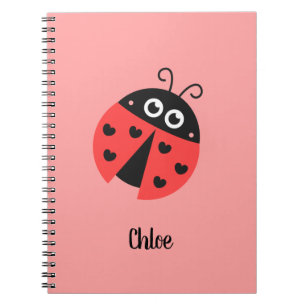 Caderno Espiral Ladybug Bonito Com Pontos De Coração Preto Perso