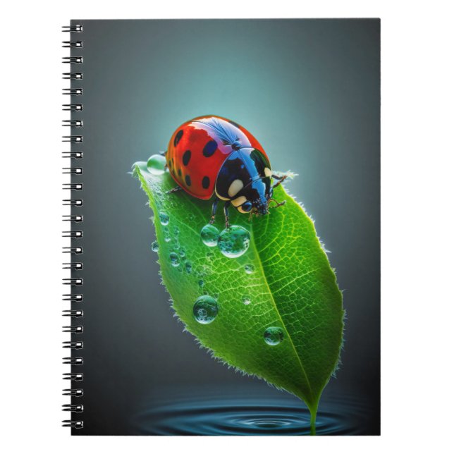 Caderno Espiral Ladybug Leaf Calm Tranquil Nature Peaceful Season (Frente)