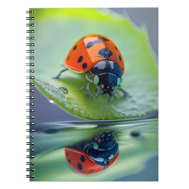 Caderno Espiral Ladybug Leaf Calm Tranquil Nature Peaceful Season (Frente)