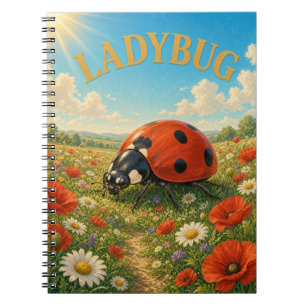Caderno Espiral Ladybug Poppy Meadow Watercolor GeoSaga