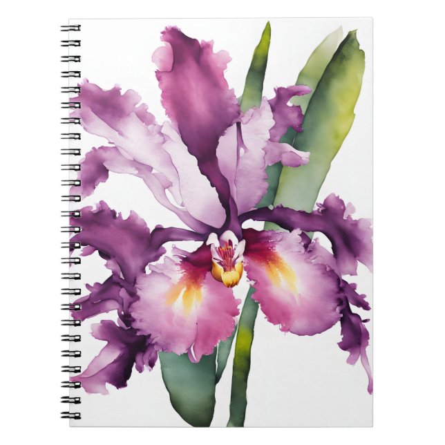 Caderno Espiral Laelia - Watercolor flowers (Frente)