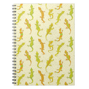 Caderno Espiral Lagartixas escalando rochas em amarelo - padrão co