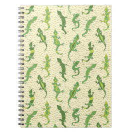 Caderno Espiral Lagartixas escalando rochas em amarelo - padrão co