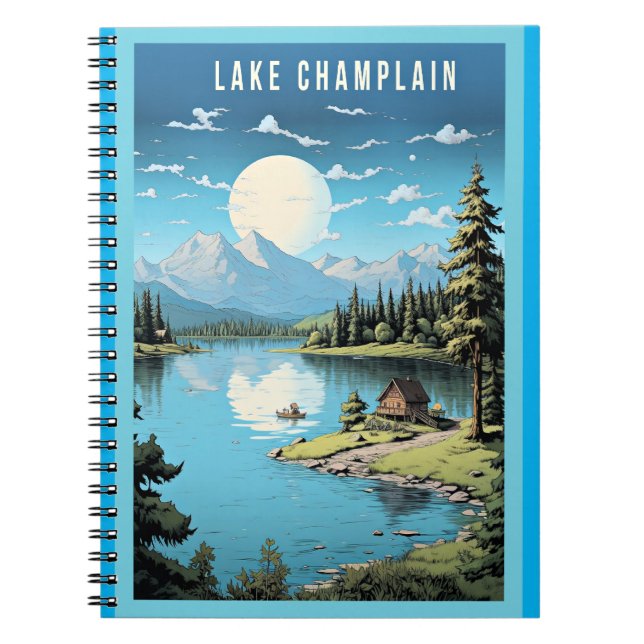 Caderno Espiral Lago Champlain, ilustração Vermont, (Frente)