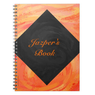 Caderno Espiral Lago de Fogo Laranja e Monograma Negro