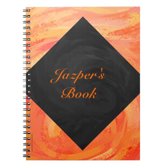 Caderno Espiral Lago de Fogo Laranja e Monograma Negro (Frente)