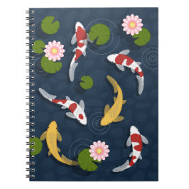 Caderno Espiral Lago de Peixes Koi Japoneses 2