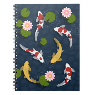 Caderno Espiral Lago de Peixes Koi Japoneses 2