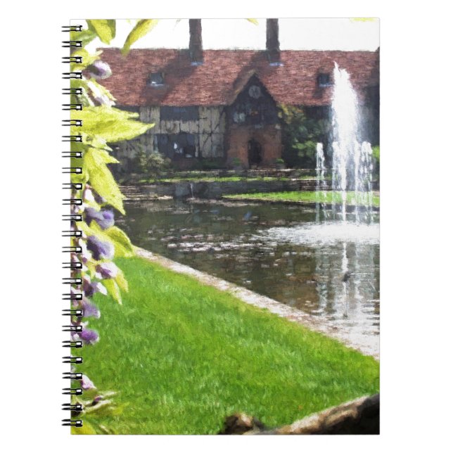 Caderno Espiral Lago e fonte na RHS Wisley (Frente)