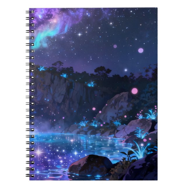 Caderno Espiral Lago Noturno Celestial (Frente)