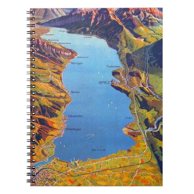 Caderno Espiral Lago Vintage de Thun Suiça (Frente)