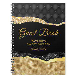 Caderno Espiral Lágrimas de Glam Douradas e Negras Doce Dezesseis