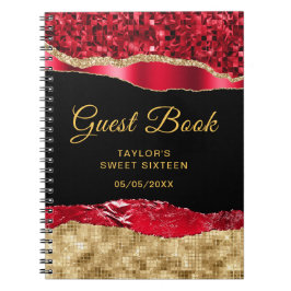 Caderno Espiral Lágrimas de Glam Vermelhas e Douradas Que Doce Dez