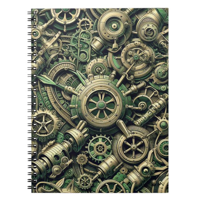 Caderno Espiral Lágrimas industriais verdes a vapor (Frente)