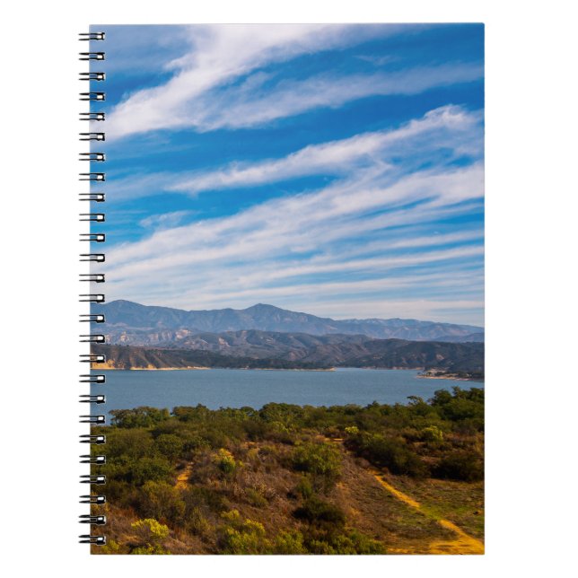 Caderno Espiral Lake Cachuma Panorama Santa Ynez Mountain Photo (Frente)