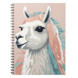 Caderno Espiral Lama bonito com pele colorida na cabeça