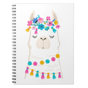 Caderno Espiral Lama floral bonito