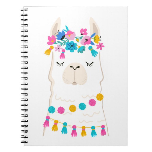 Caderno Espiral Lama floral bonito (Frente)