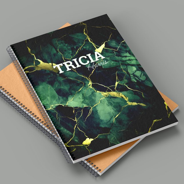 Caderno Espiral Lâmina de ouro esverdeada com tartaruga esverdeada (Criador carregado)